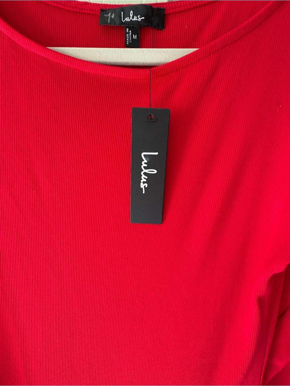 Lulus NWT Red Long Sleeve Ruffle Hem Mini Dress M - Picture 5 of 7